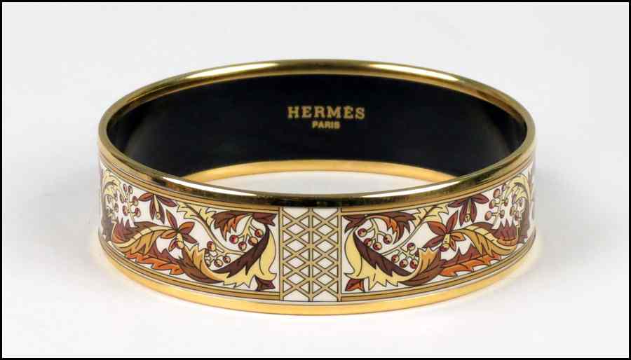 Appraisal: HERMES ENAMEL BRACELET Width '' Interior '' Condition Overall excellent