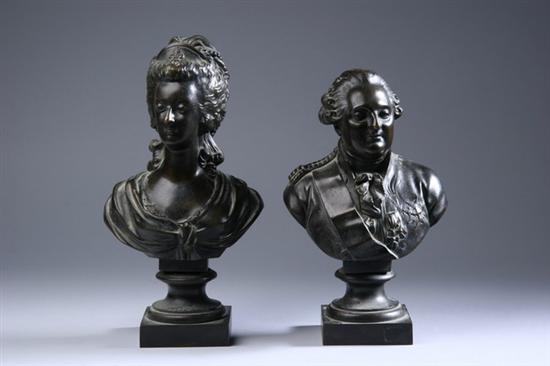 Appraisal: PAIR FRENCH BRONZE BUSTS OF LOUIS XVI AND MARIE-ANTOINETTE last