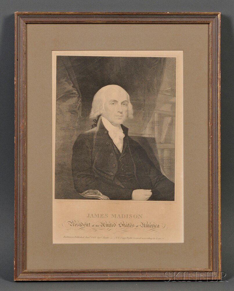 Appraisal: After Gilbert Stuart American - James Madison engraved by Edwin