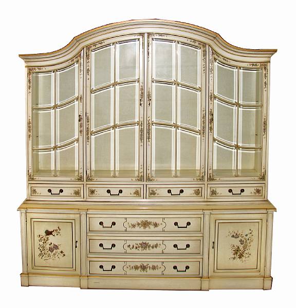 Appraisal: A large paint decorated china hutch cabinet height ft in