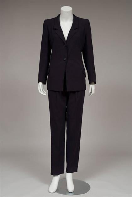 Appraisal: Chanel dark navy pants suit spring Two-button single breasted jacket