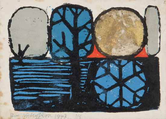 Appraisal: Ben Nicholson - Tree linocut printed in colours signed and