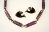 Appraisal: JEWELRY LOT- Sterling and amethyst rectangular link necklace and earring