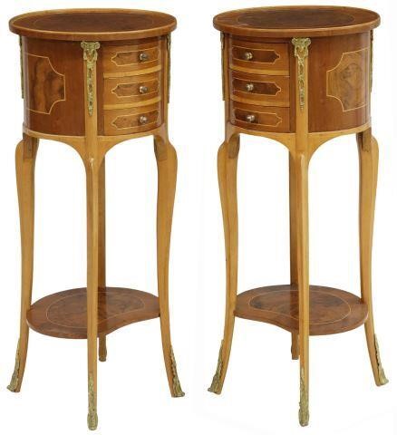 Appraisal: pair Louis XV style nightstands th c having three drawers