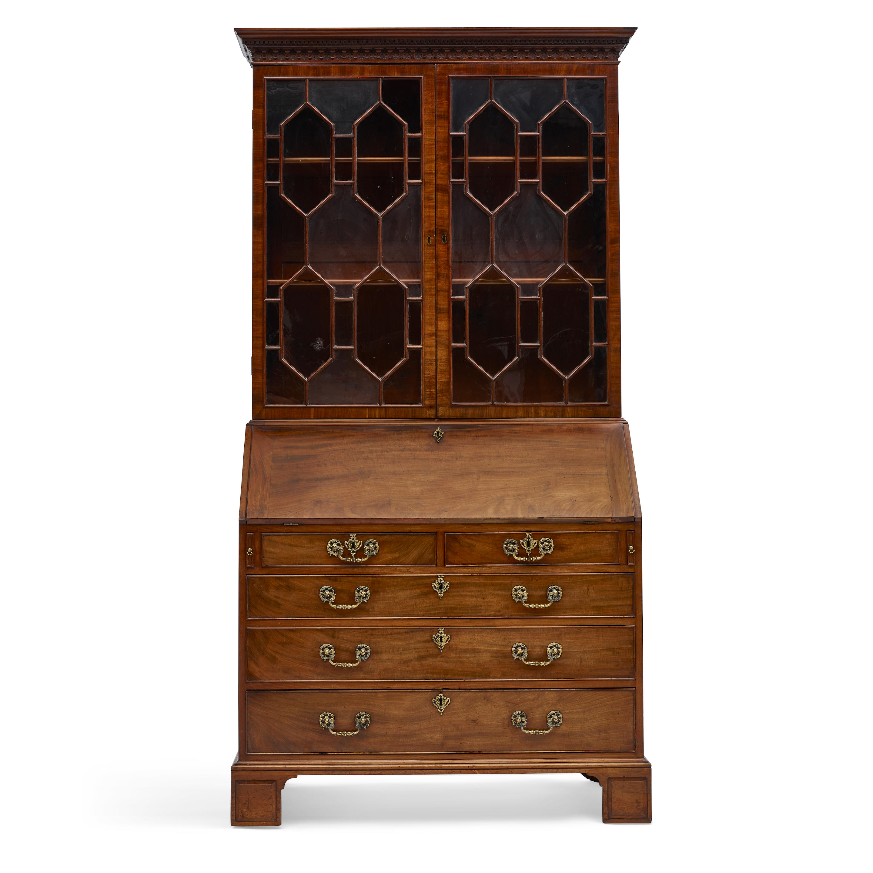 Appraisal: A GEORGE III MAHOGANY BUREAU BOOKCASEIN THE MANNER OF WRIGHT