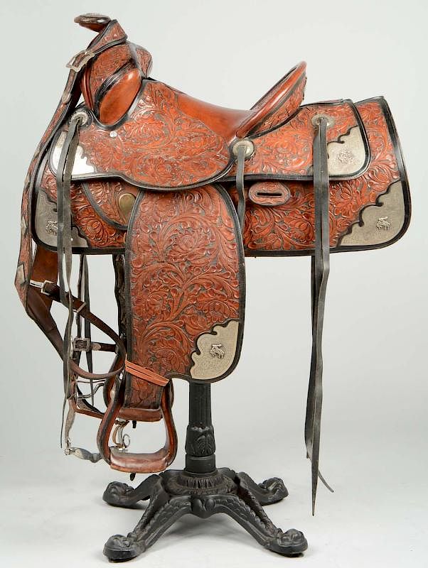 Appraisal: GL Lawrence Co Saddle Bridle Breast Collar Stand Stunning two-tone