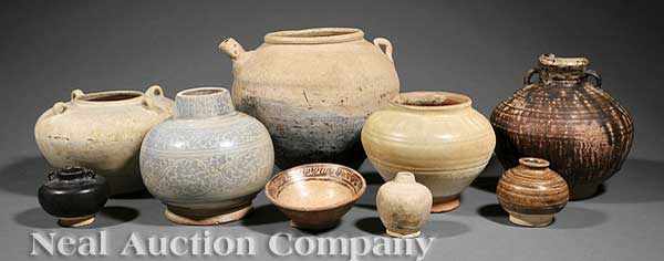 Appraisal: A Nice Group of Nine Early Chinese Pottery Vessels of