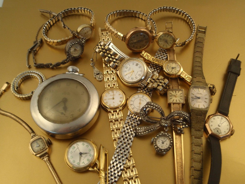 Appraisal: Three 's 's ladies wrist watches together with other ladies