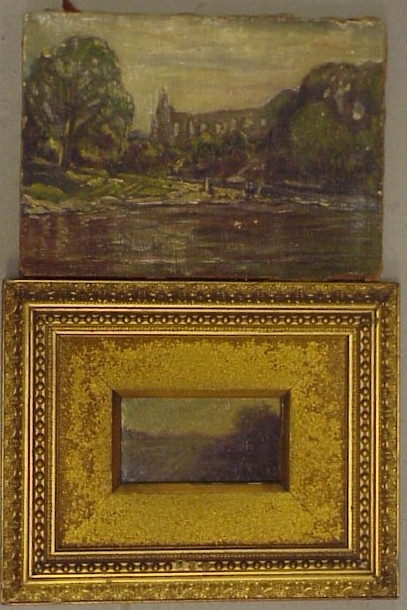 Appraisal: Small oil on canvas landscape signed illegibly and dated '