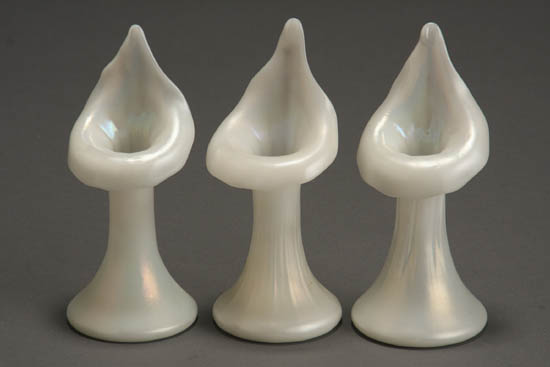 Appraisal: Lot Property of Various Owners Three Steuben Ivrene Jack-in-the-Pulpit Vases