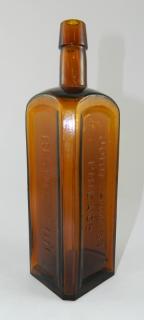 Appraisal: Bitters bottle Bitters- square marked vertically in three indented panels