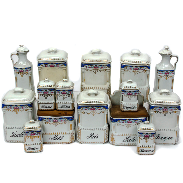 Appraisal: Victoria Czecho-Slovakia Porcelain Canister Set Includes five small canisters six