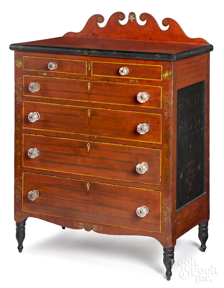 Appraisal: Pennsylvania Soap Hollow chest of drawers Pennsylvania Soap Hollow decorated