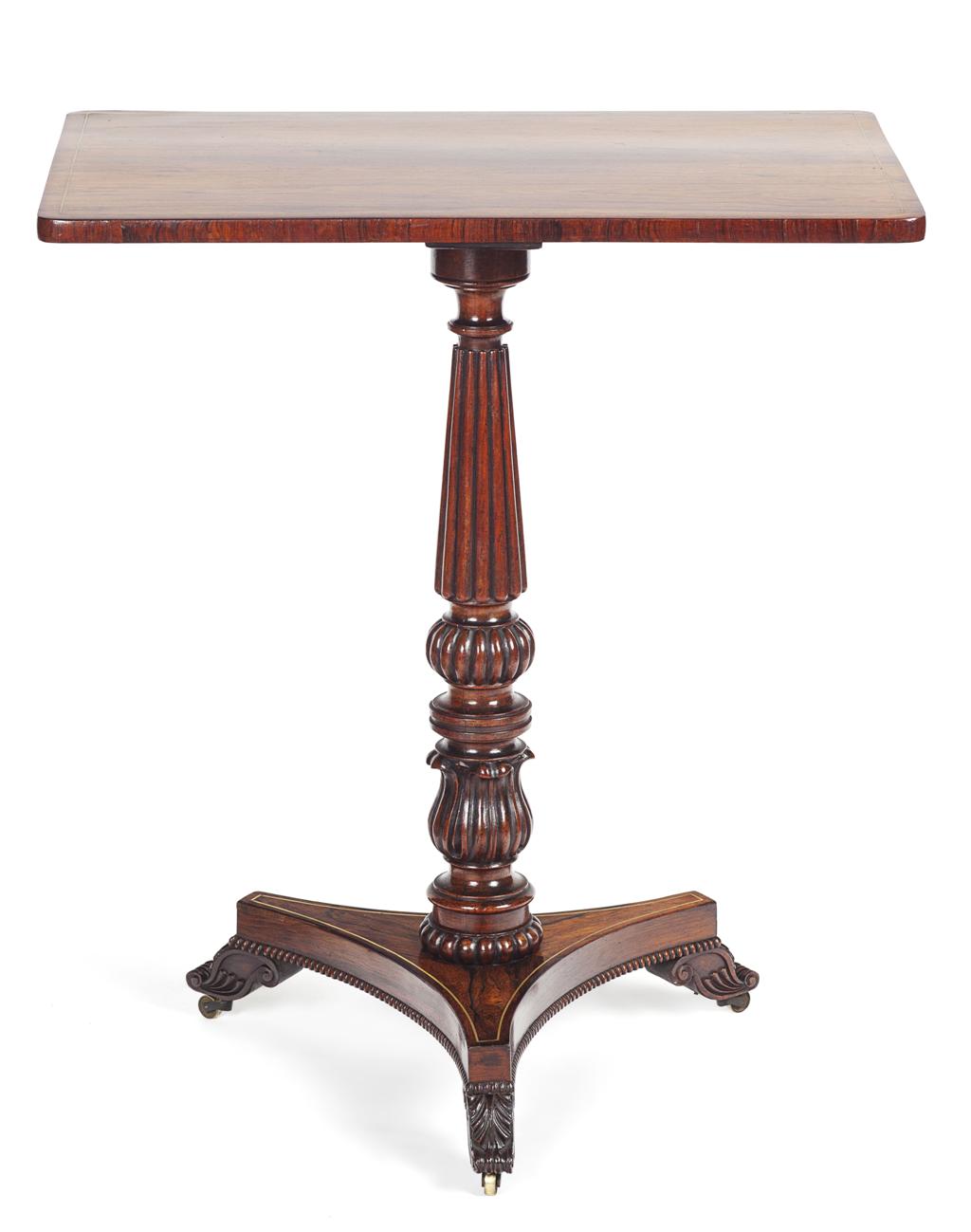 Appraisal: REGENCY ROSEWOOD AND BRASS INLAID TRIPOD TABLE ATTRIBUTED TO GILLOWS