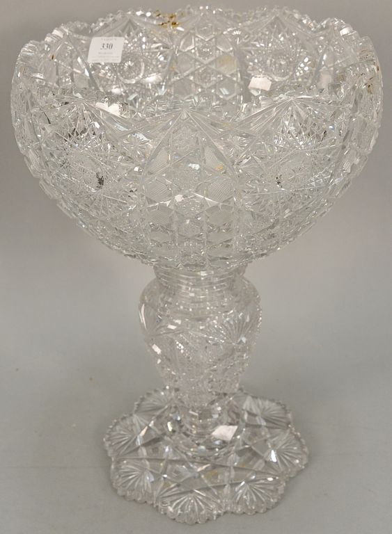 Appraisal: American Brilliant cut glass punch bowl on pedestal stand ht