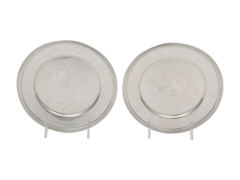 Appraisal: A Pair of American Silver Bread Plates Tarlton A Pair