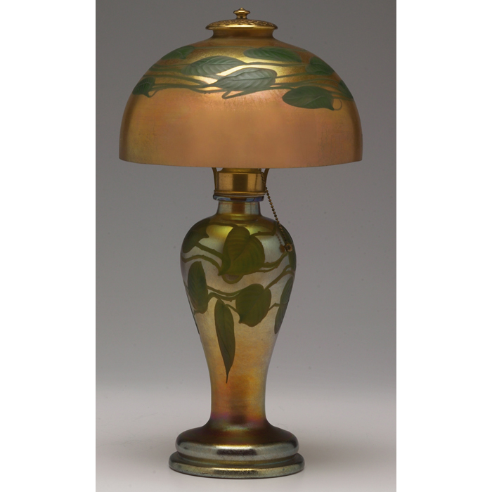 Appraisal: L C Tiffany lamp gold favrile glass