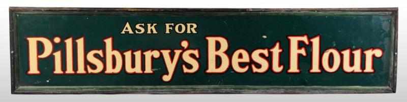 Appraisal: Tin Pillsbury's Best Flour Advertising Sign Description In wooden frame