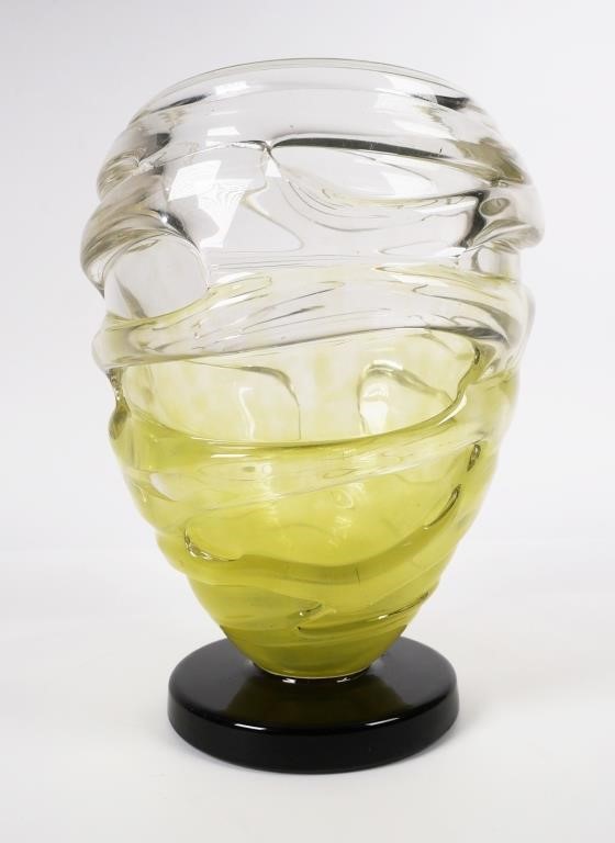 Appraisal: French blown glass vase by Schneider graduated yellow to clear