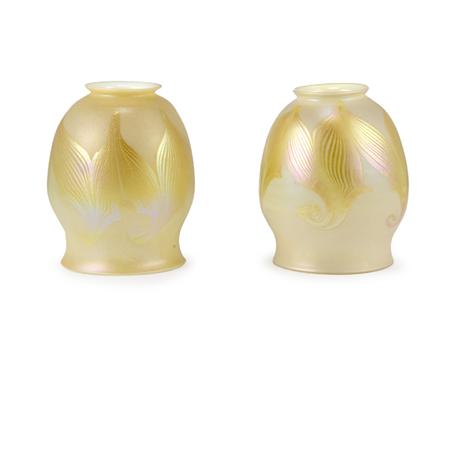 Appraisal: Two Similar Tiffany Favrile Glass Shades Estimate -