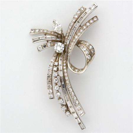 Appraisal: Diamond Bow Spray Brooch Estimate -