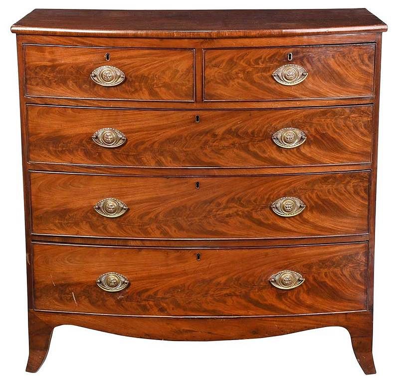 Appraisal: George III Figured Mahogany Bow Front Chest British early th