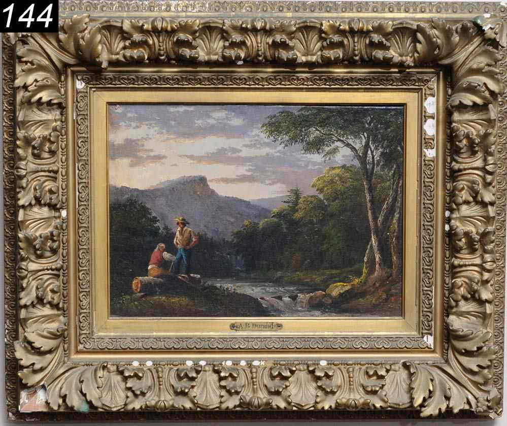 Appraisal: Asher Brown Durand River Landscape with Woodsmen '' x ''