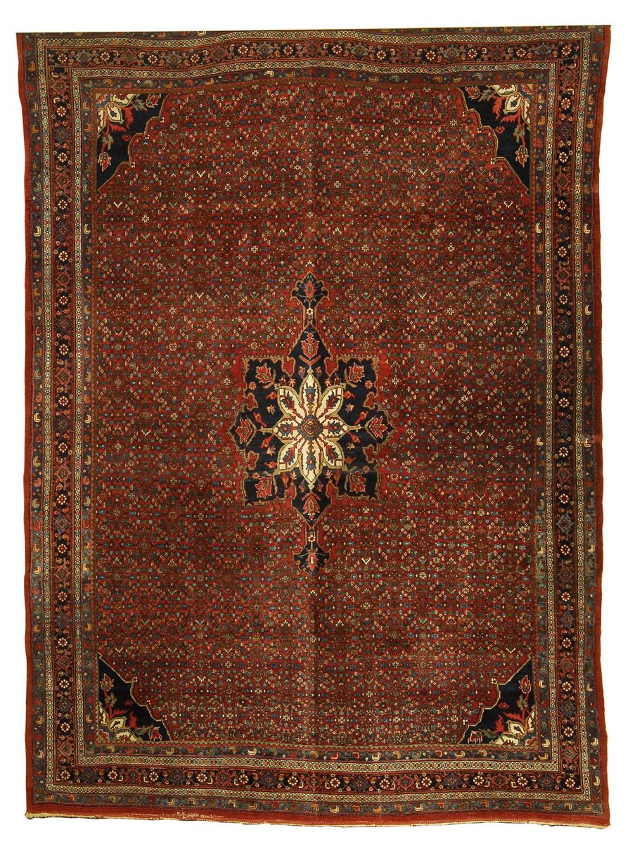 Appraisal: ORIENTAL RUG BIDJAR ' x ' Central navy blue pendant