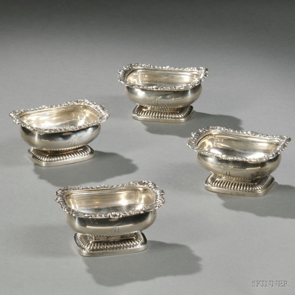 Appraisal: Four George III Sterling Silver Salts London - William Burwash