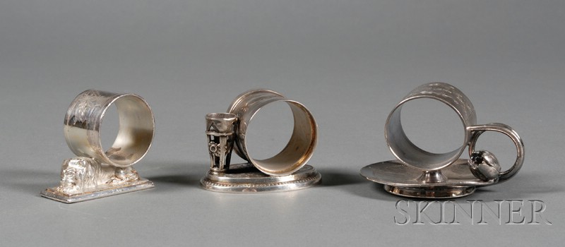 Appraisal: Three American Victorian Silverplate Napkin Rings late th century a