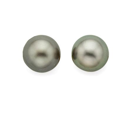 Appraisal: Pair of Gold Gray Cultured Pearl and Cabochon Sapphire Cufflinks