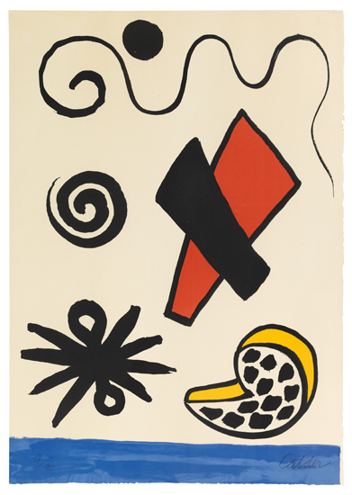 Appraisal: ALEXANDER CALDER Composition Seascape with Forms in the Sky Color