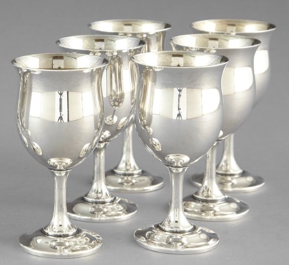 Appraisal: Set of Six Reed and Barton Sterling Silver Goblets generously