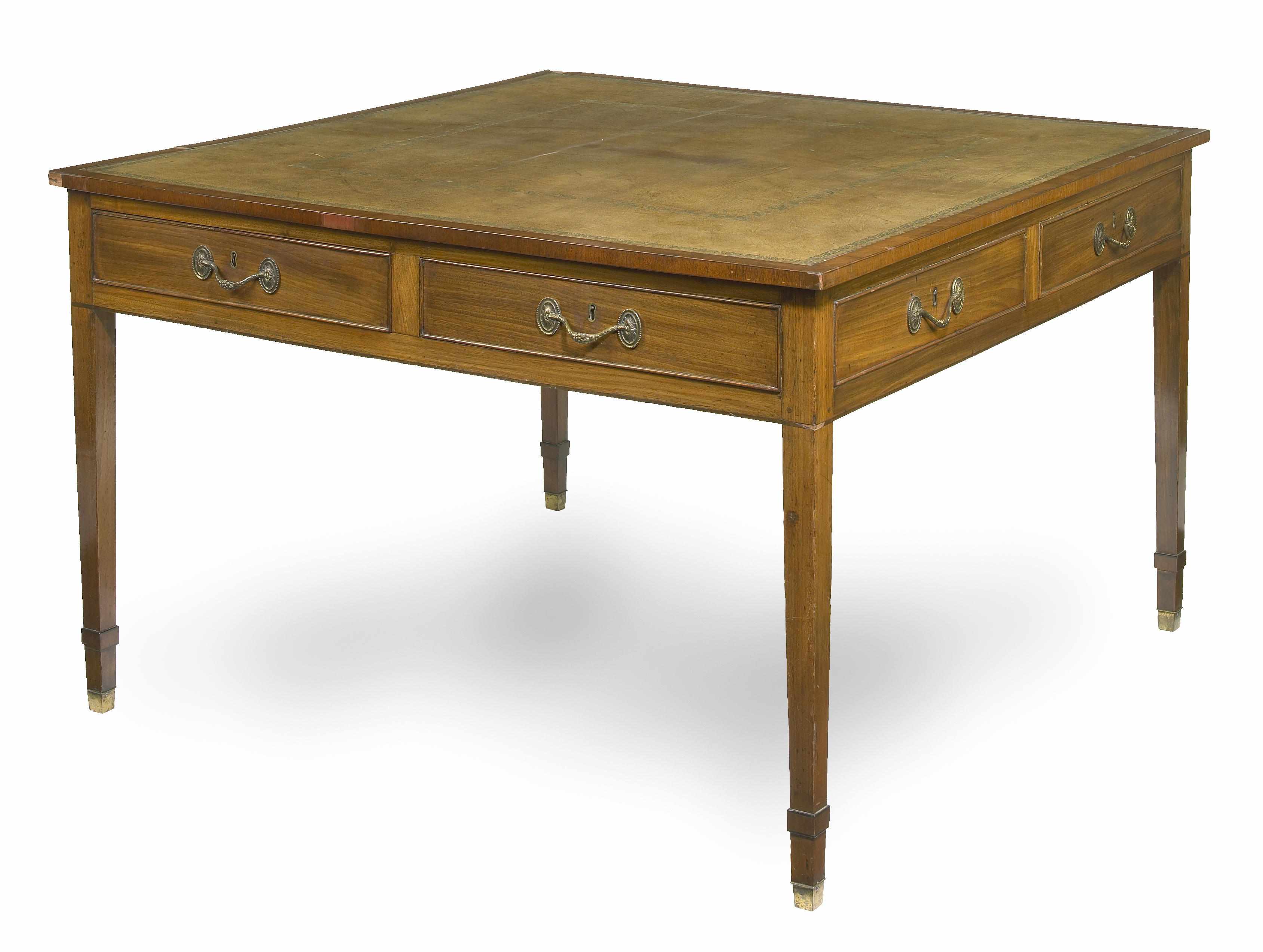 Appraisal: A George III mahogany partners' writing table circa The square