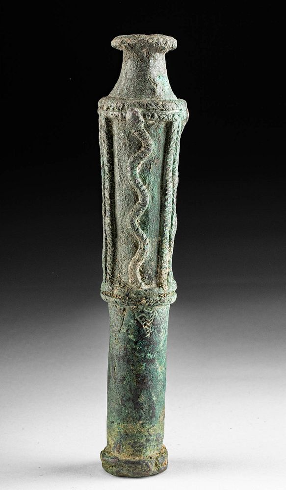 Appraisal: Luristan Copper Snake Finial Ancient Near East Northwest Iran Luristan