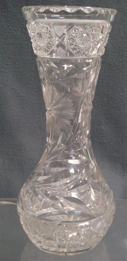 Appraisal: American cut glass vase hobstar and floral design h Estimate