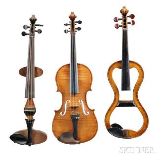 Appraisal: Three Mute or Practice Violins various styles Estimate - The