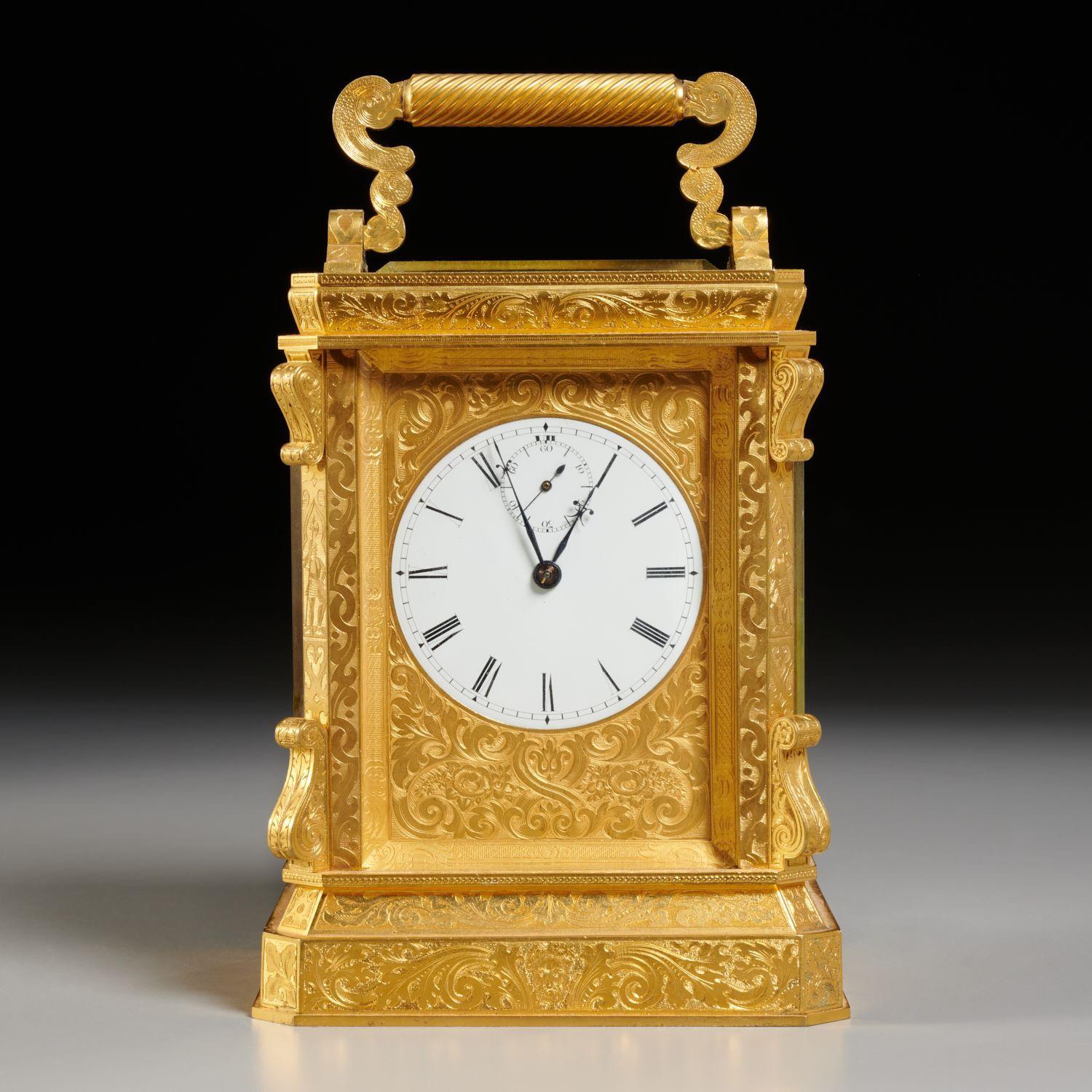 Appraisal: CHARLES FRODSHAM RARE VICTORIAN CARRIAGE CLOCK dated England foliage engraved