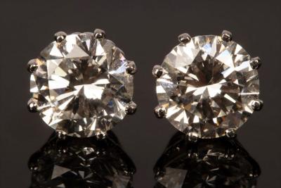 Appraisal: A pair of brilliant cut diamond ear studs approximately ct