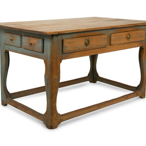 Appraisal: A Swedish Painted Pine Farmhouse Table TH CENTURY with four