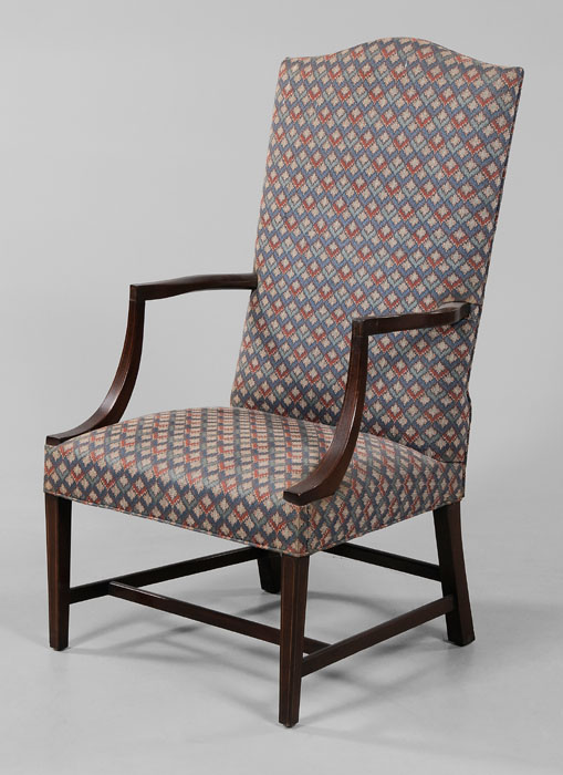 Appraisal: Federal Style Inlaid Lolling Chair American early th century mahogany