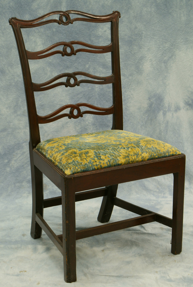 Appraisal: Philadelphia carved mahogany ladder-back side chair thru mortised seat rails