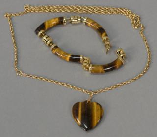 Appraisal: Two piece lot including tiger eye and K bracelet and