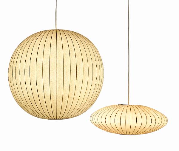 Appraisal: Two George Nelson hanging bubble lamps designed produced by the