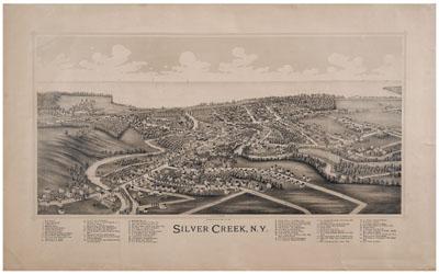 Appraisal: Silver Creek New York lithograph bird's-eye view published by the