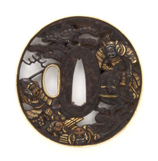 Appraisal: An Iron Tsuba th- th century Hikone Bori School of