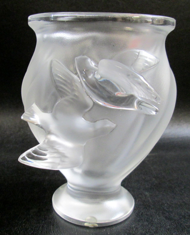 Appraisal: LALIQUE CRYSTAL VASE in the Rosine pattern incised Lalique France