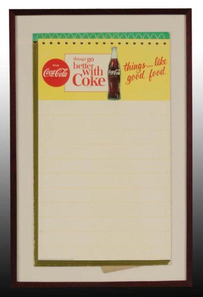 Appraisal: Cardboard Coca-Cola Easel-Back Menu Sign Description Circa Framed under glass