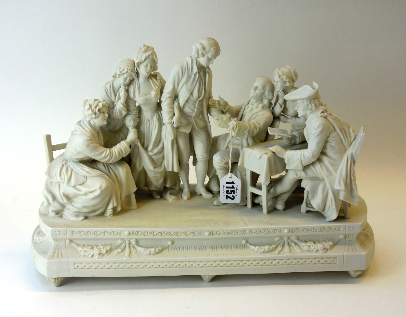 Appraisal: A large parian ware group 'L'Accordee de Village' modelled with