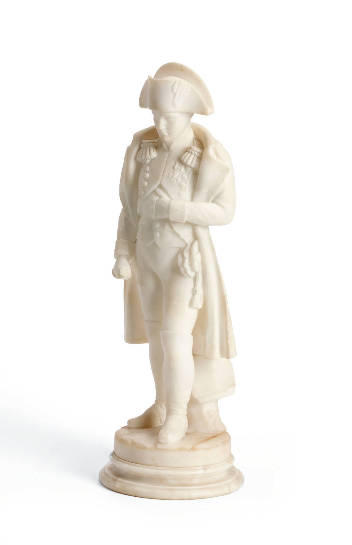 Appraisal: CARVED WHITE MARBLE FIGURE OF NAPOLEON Height inches